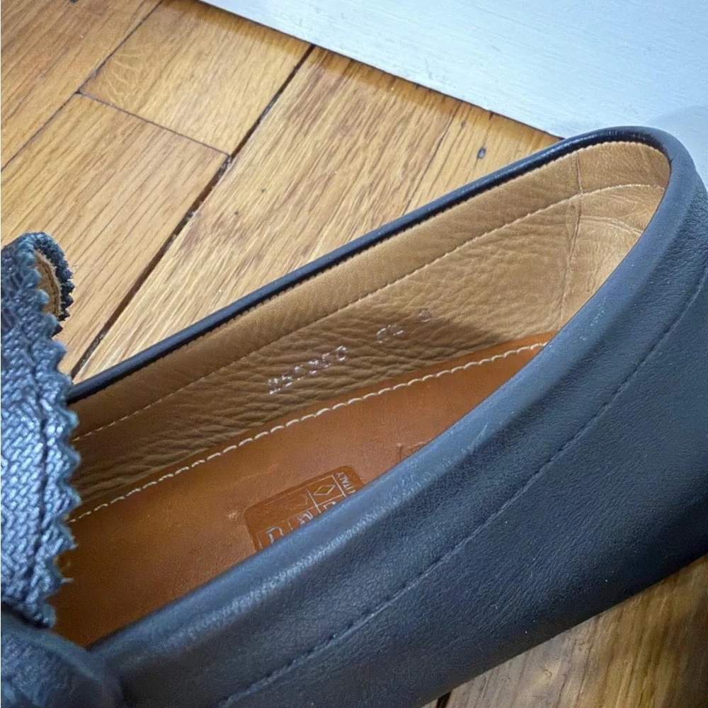 Gucci Diamante Penny Slip On Loafers Drivers Black Leather Size 8 US / 7.5 G